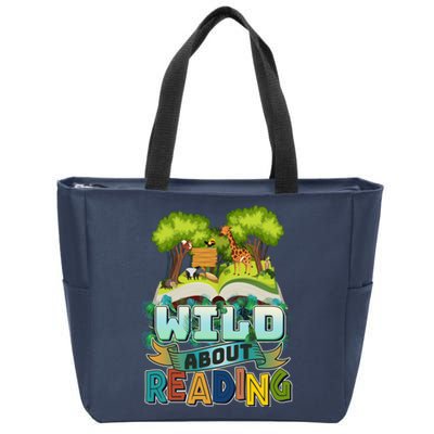 Funny Wild About Reading Book Lover Reading Fan Zip Tote Bag