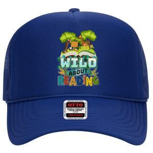 Funny Wild About Reading Book Lover Reading Fan High Crown Mesh Back Trucker Hat