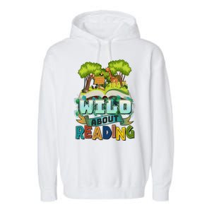 Funny Wild About Reading Book Lover Reading Fan Garment-Dyed Fleece Hoodie