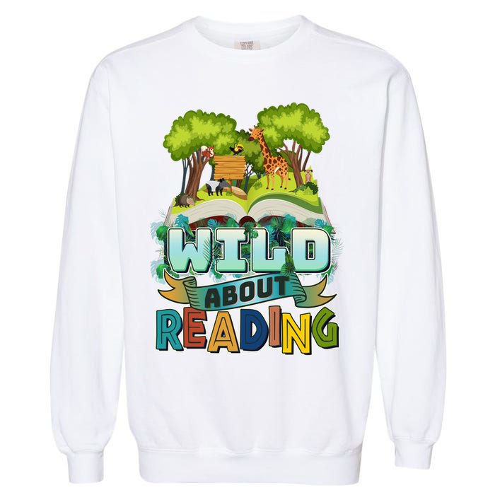 Funny Wild About Reading Book Lover Reading Fan Garment-Dyed Sweatshirt