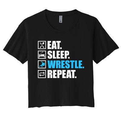 Funny Wrestling Art For Women Wrestle Athlete Wrestling Women's Crop Top Tee