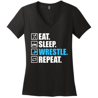 Funny Wrestling Art For Women Wrestle Athlete Wrestling Women's V-Neck T-Shirt