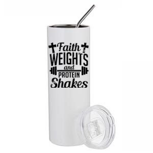 Faith Weights And Protein Shakes Stainless Steel Tumbler