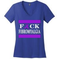 Fibromyalgia Warrior Awareness Purple Ribbon Gift Meaningful Gift Women's V-Neck T-Shirt