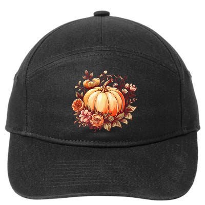 Fall Women Autumn Pumpkin Graphic Vintage Thanksgiving 7-Panel Snapback Hat