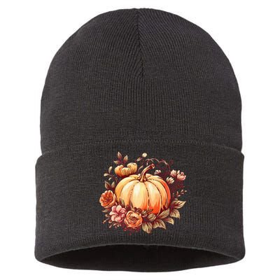 Fall Women Autumn Pumpkin Graphic Vintage Thanksgiving Sustainable Knit Beanie