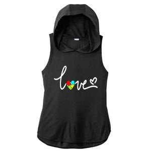 For Women Autism Awareness Plus Size Ladies PosiCharge Tri-Blend Wicking Draft Hoodie Tank