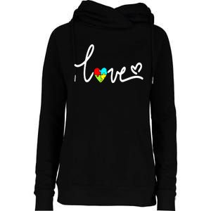 For Women Autism Awareness Plus Size Womens Funnel Neck Pullover Hood