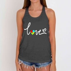 For Women Autism Awareness Plus Size Women's Knotted Racerback Tank