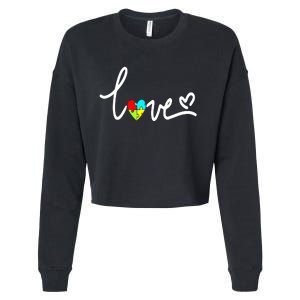 For Women Autism Awareness Plus Size Cropped Pullover Crew