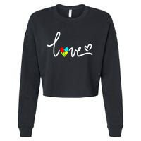 For Women Autism Awareness Plus Size Cropped Pullover Crew