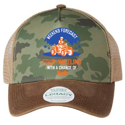 Four-Wheeling With A Chance Of Mud All Terrain Vehicle ATV Premium Legacy Tie Dye Trucker Hat