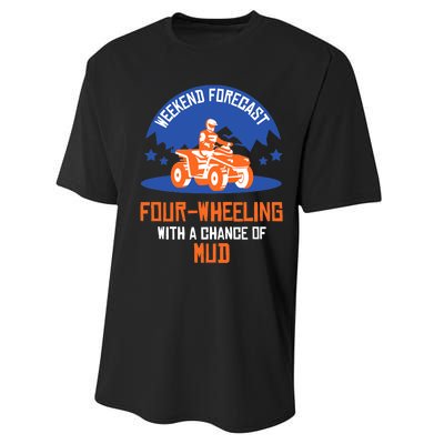 Four-Wheeling With A Chance Of Mud All Terrain Vehicle ATV Premium Performance Sprint T-Shirt