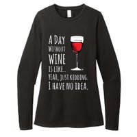 Funny Wines A Day Without Wine Is Like Just Kidding Womens CVC Long Sleeve Shirt