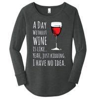 Funny Wines A Day Without Wine Is Like Just Kidding Women's Perfect Tri Tunic Long Sleeve Shirt