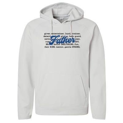 Father Words Art Fathers Day Best Dad Ever Performance Fleece Hoodie