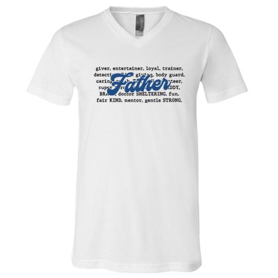 Father Words Art Fathers Day Best Dad Ever V-Neck T-Shirt