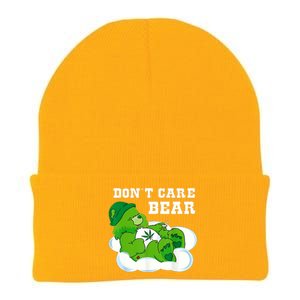 Funny Weed Bear Herb Bear Gift Dont Care Cute Bear Gift Knit Cap Winter Beanie