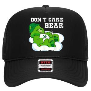 Funny Weed Bear Herb Bear Gift Dont Care Cute Bear Gift High Crown Mesh Back Trucker Hat