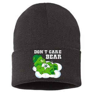 Funny Weed Bear Herb Bear Gift Dont Care Cute Bear Gift Sustainable Knit Beanie