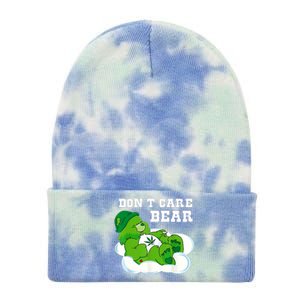 Funny Weed Bear Herb Bear Gift Dont Care Cute Bear Gift Tie Dye 12in Knit Beanie