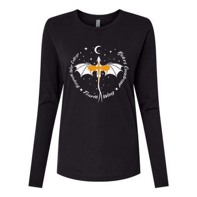 Fourth Wing Basgiath Fantasy Book Romantasy Dragons Yarros Womens Cotton Relaxed Long Sleeve T-Shirt