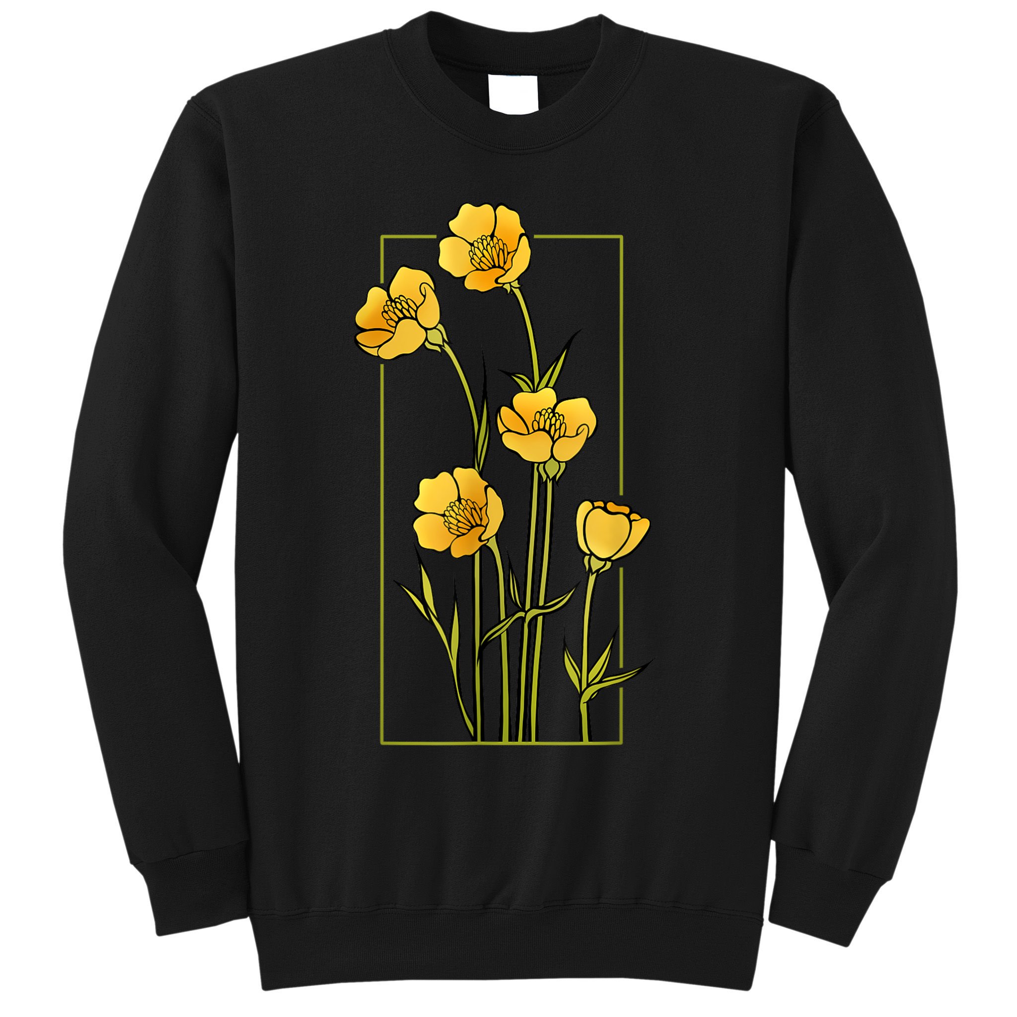 Floral Wildflower Bulbous Crowfoot Buttercup Flower Sweatshirt