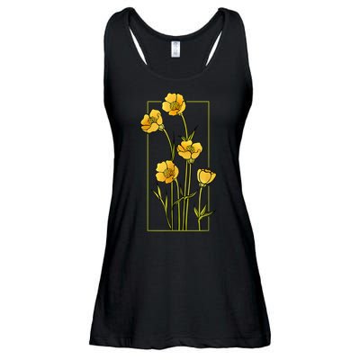 Floral Wildflower Bulbous Crowfoot Buttercup Flower Ladies Essential Flowy Tank