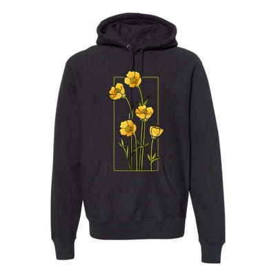 Floral Wildflower Bulbous Crowfoot Buttercup Flower Premium Hoodie