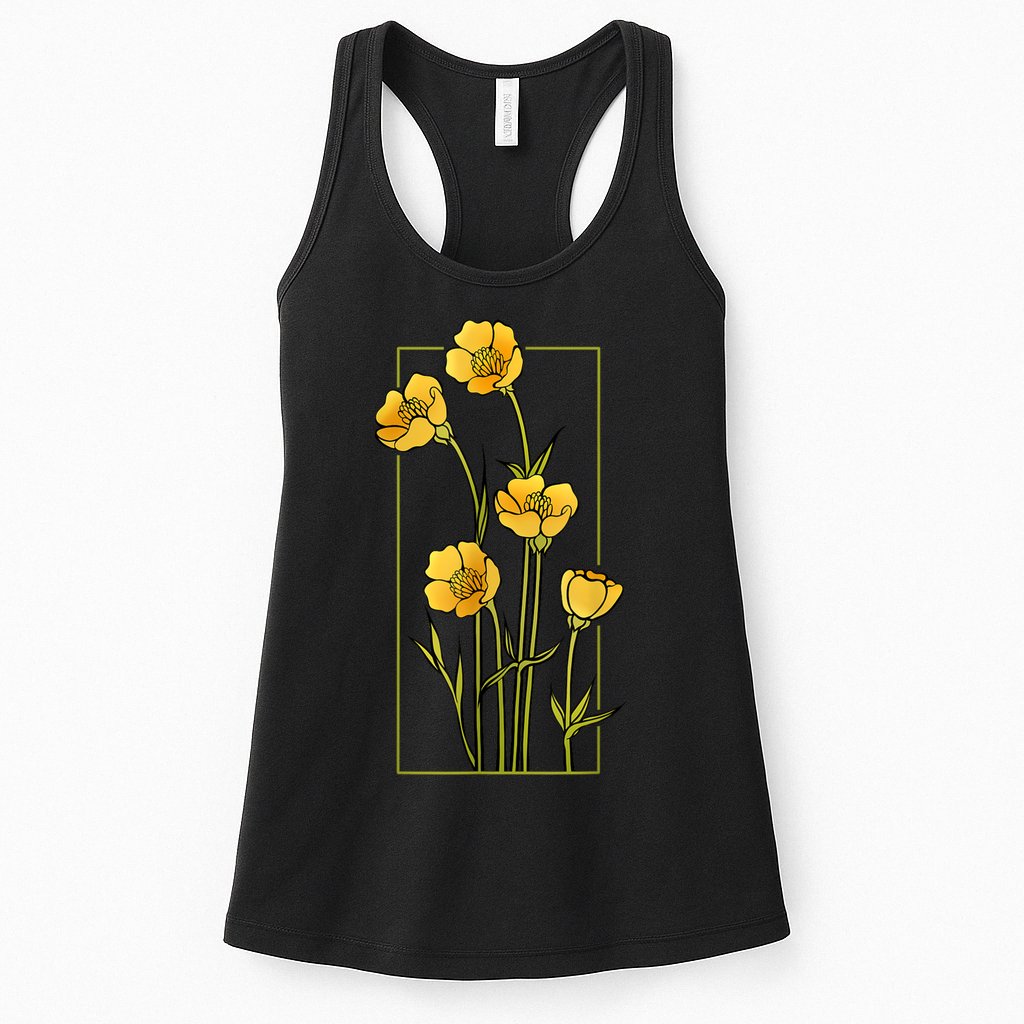 Floral Wildflower Bulbous Crowfoot Buttercup Flower Womens Tank Top