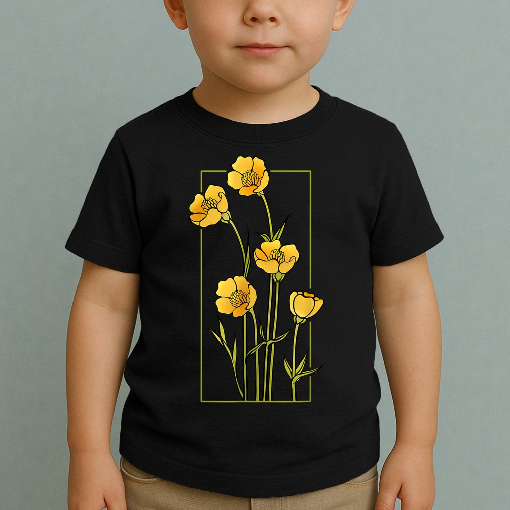 Floral Wildflower Bulbous Crowfoot Buttercup Flower Toddler T-Shirt