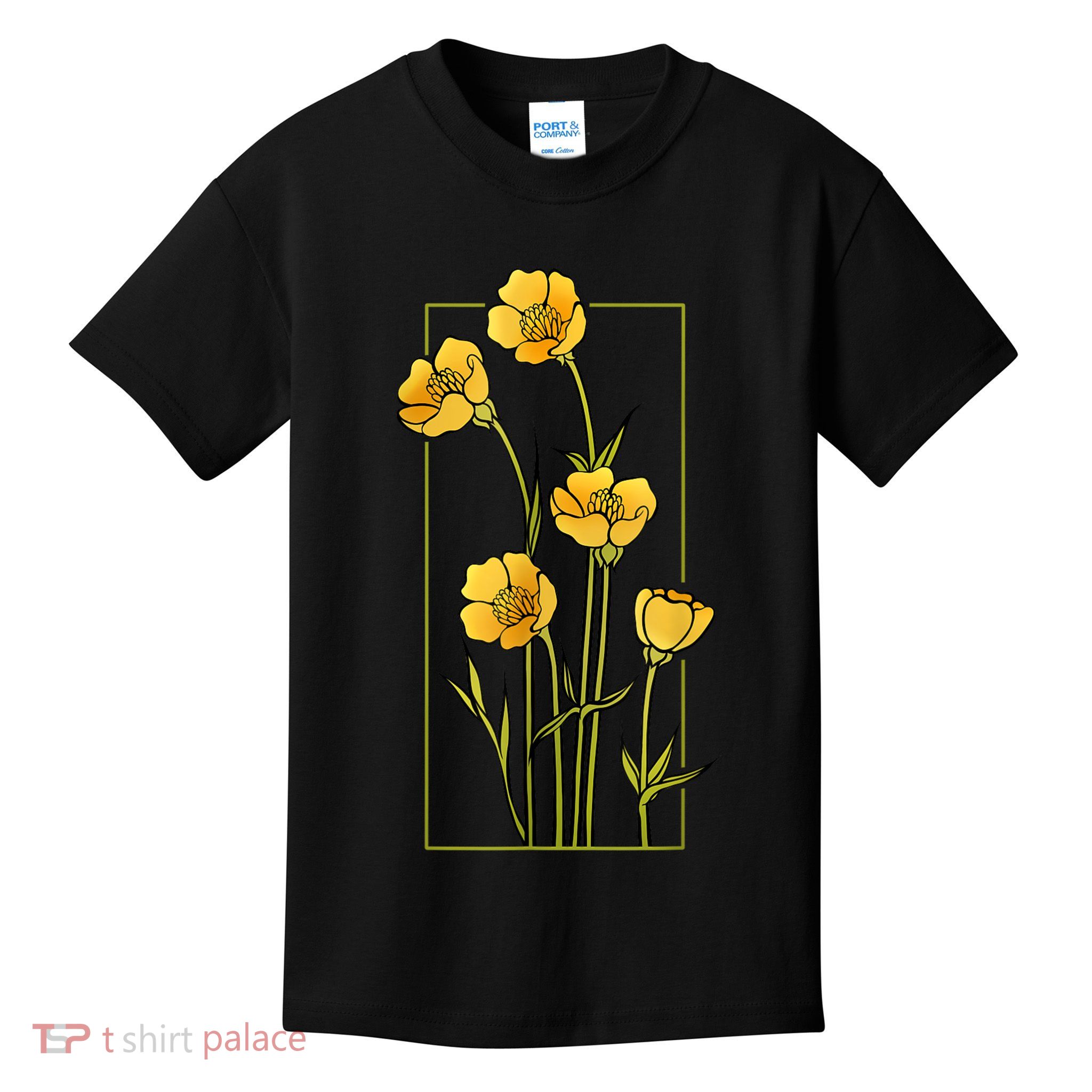 Floral Wildflower Bulbous Crowfoot Buttercup Flower Kids T-Shirt