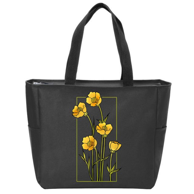 Floral Wildflower Bulbous Crowfoot Buttercup Flower Zip Tote Bag