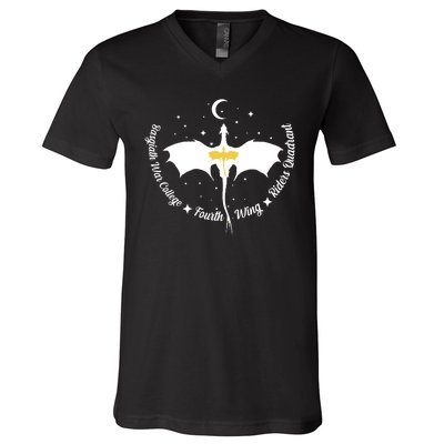 Fourth Wing Basgiath Fantasy Romantasy Dragons Yarros V-Neck T-Shirt