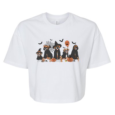 Five Witch Boxer Dog Halloween Boxer Dog Spooky Season Women Bella+Canvas Jersey Crop Tee