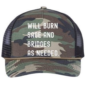 Funny Will Burn Sage And Bridges As Needed Saying Retro Rope Trucker Hat Cap