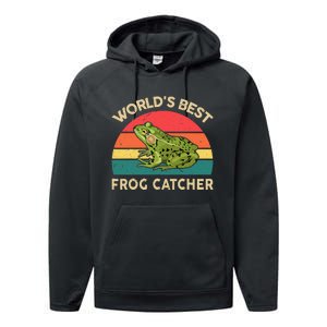 Funny Worlds Best Frog Catcher Frog Hunter Performance Fleece Hoodie