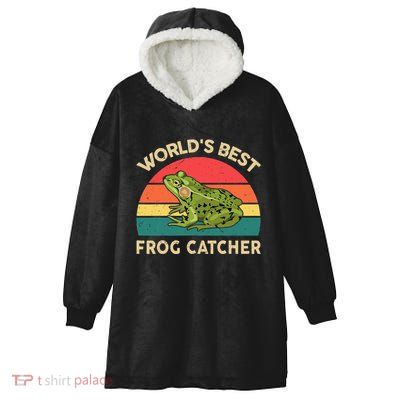 Funny Worlds Best Frog Catcher Frog Hunter Hooded Wearable Blanket
