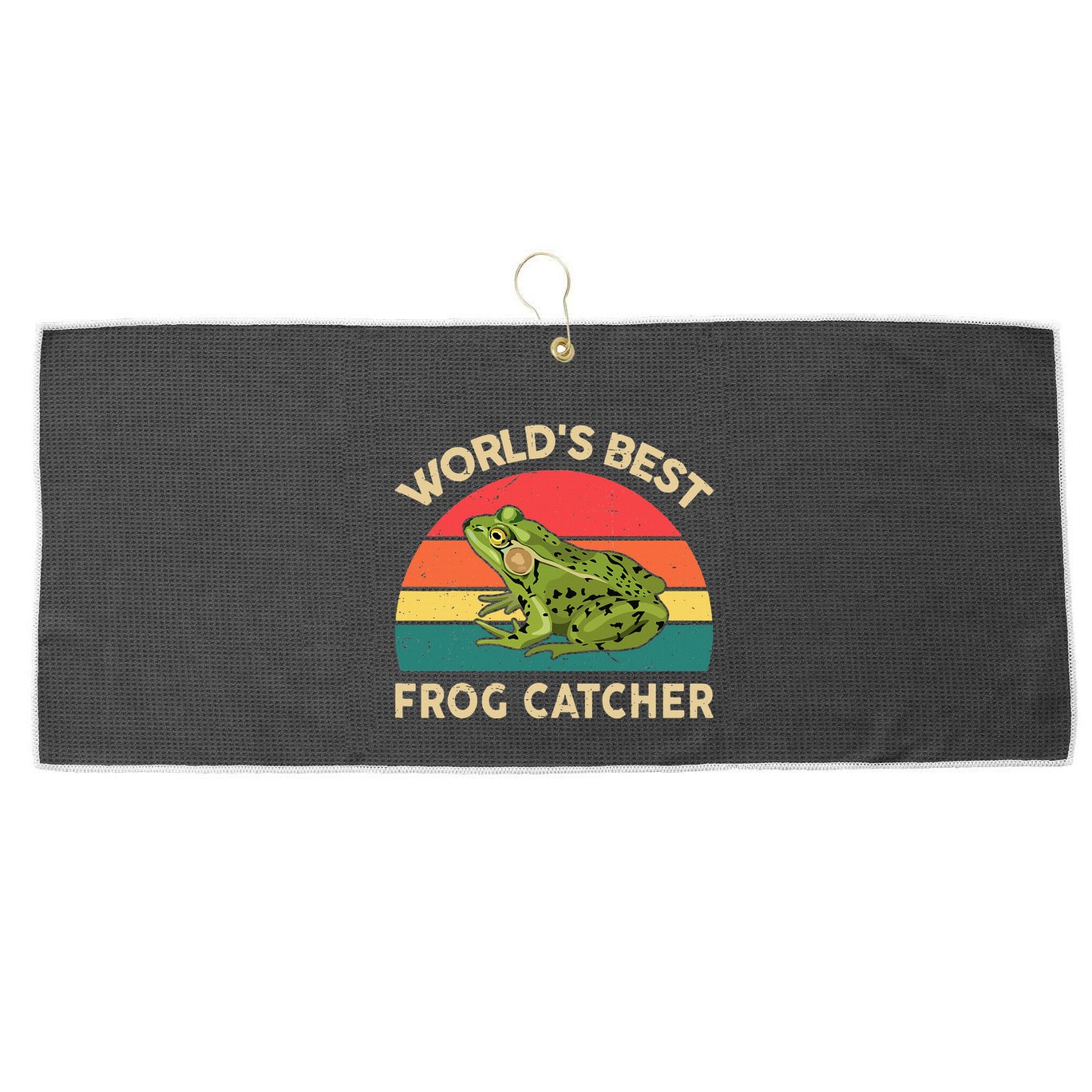 Funny Worlds Best Frog Catcher Frog Hunter Large Microfiber Waffle Golf Towel