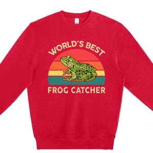 Funny Worlds Best Frog Catcher Frog Hunter Premium Crewneck Sweatshirt