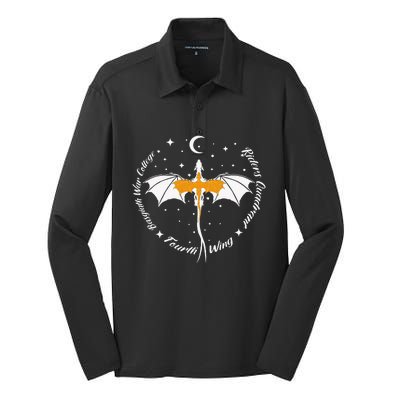 Fourth Wing Basgiath Fantasy Book Romantasy Dragons Yarros Silk Touch Performance Long Sleeve Polo