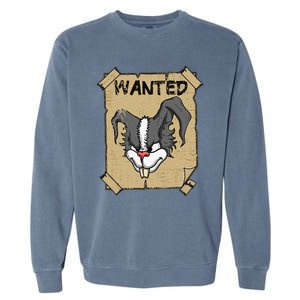 Funny Wanted Bad Rabbit Retro Wanted Poster Angry Bunny Garment-Dyed Sweatshirt