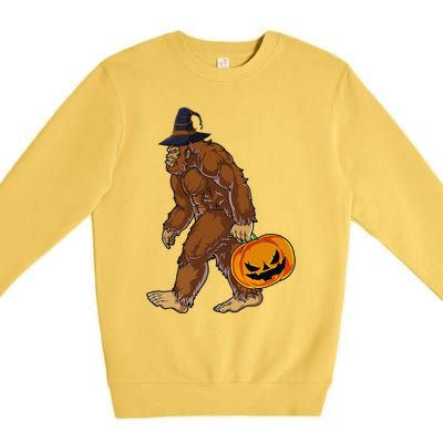 Funny Witch Bigfoot Pumpkin Halloween Costume Premium Crewneck Sweatshirt