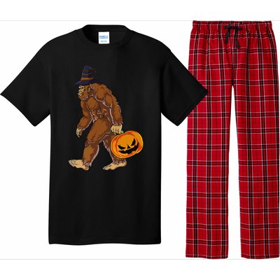 Funny Witch Bigfoot Pumpkin Halloween Costume Pajama Set