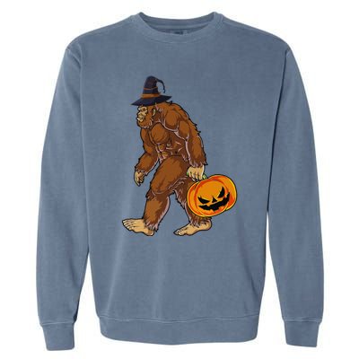 Funny Witch Bigfoot Pumpkin Halloween Costume Garment-Dyed Sweatshirt