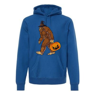 Funny Witch Bigfoot Pumpkin Halloween Costume Premium Hoodie