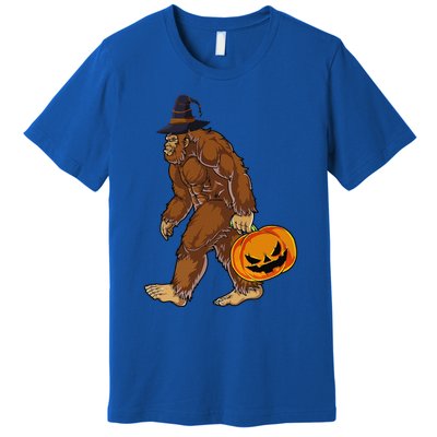 Funny Witch Bigfoot Pumpkin Halloween Costume Premium T-Shirt