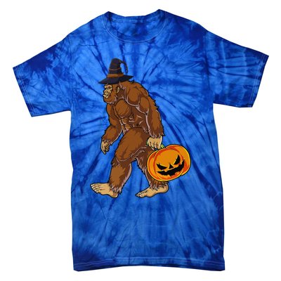 Funny Witch Bigfoot Pumpkin Halloween Costume Tie-Dye T-Shirt