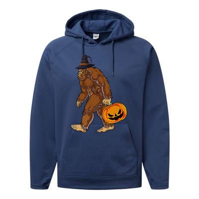 Funny Witch Bigfoot Pumpkin Halloween Costume Performance Fleece Hoodie