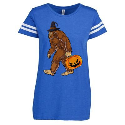 Funny Witch Bigfoot Pumpkin Halloween Costume Enza Ladies Jersey Football T-Shirt